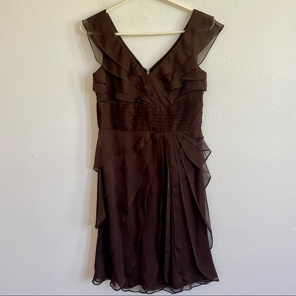 ADRIANNA PAPELL BROWN COCKTAIL DRESS - Picture 1 of 6